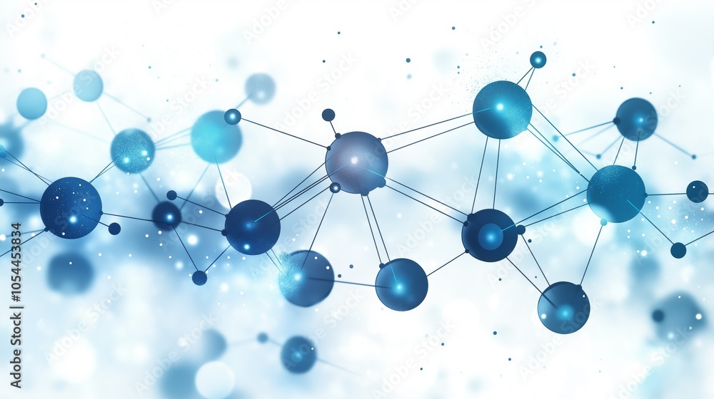 Aufkleber abstract molecular structure network in blue, representing science, connectivity, and futuristic bio