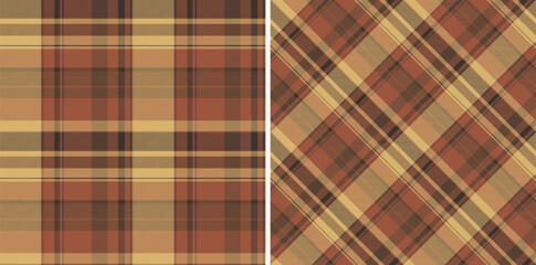 Textile texture tartan of vector fabric check with a background seamless pattern plaid. Set in earth colors. Trendy everyday bags for women.