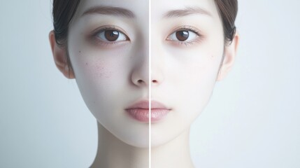 Fototapeta premium 美容とスキンケアのコンセプト - 化粧品業界における滑らかな肌のためのフェイシャルトリートメント