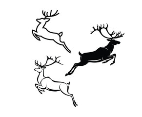 Collection of Reindeer Silhouette Vector Template