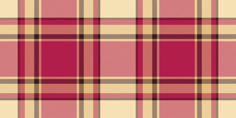 Scottish texture seamless plaid, modern fabric background tartan. Feminine vector textile pattern check in red and wheat colors.