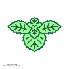 icon of mint leafs, herb fresh peppermint, herbal tea, flat vector illustration