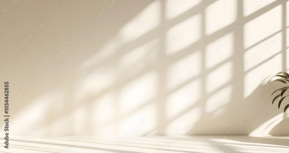 Poster minimalistic abstract simple gentle light beige background for product presentation with light and b