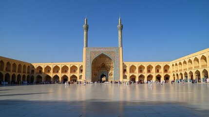 Vakil Mosque, a beautiful mosque in Shiraz, Iran, was constructed during the Zand period, between 1751 and 1773.