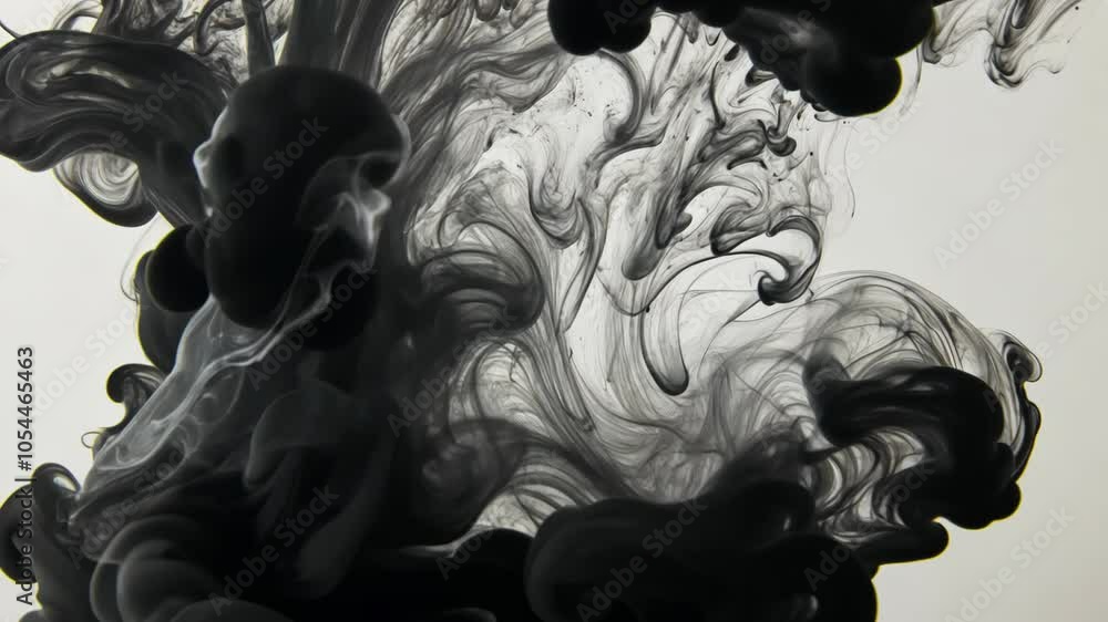 Aufkleber black ink swirls and dances in a clear liquid, creating intricate patterns