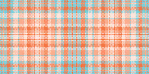 Difficult texture check plaid, color seamless pattern tartan. Carnival textile background fabric vector in orange and light colors.