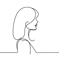 Minimalist girl with long hair on white background