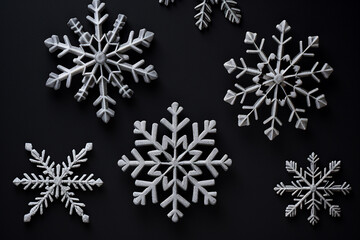 Christmas background with snowflakes on black