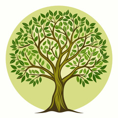 Fototapeta premium A vibrant illustration of a lush tree with vibrant green leaves, showcasing the beauty of nature. This vector image is perfect for designs focusing on environmental themes, growth, or serenity.