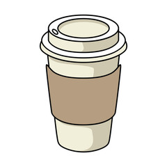 Stylish Cardboard Cup of Coffee Clip Art for Cafe Designs