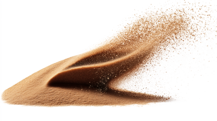 Desert sand dune explosion isolated transparent background