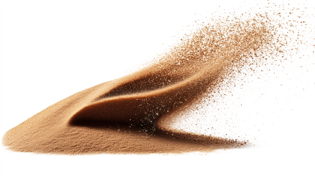 Desert sand dune explosion isolated transparent background