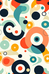 Vertical Geometric abstract seamless pattern background. Colorful shapes of curves and circles.