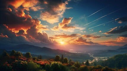 Obraz premium Beautiful sky with fluffy clouds
