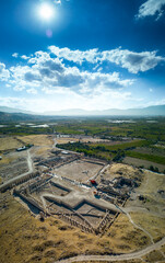 Aerial view of Tripolis on the Meander Ancient City in Denizli City, Turkiye