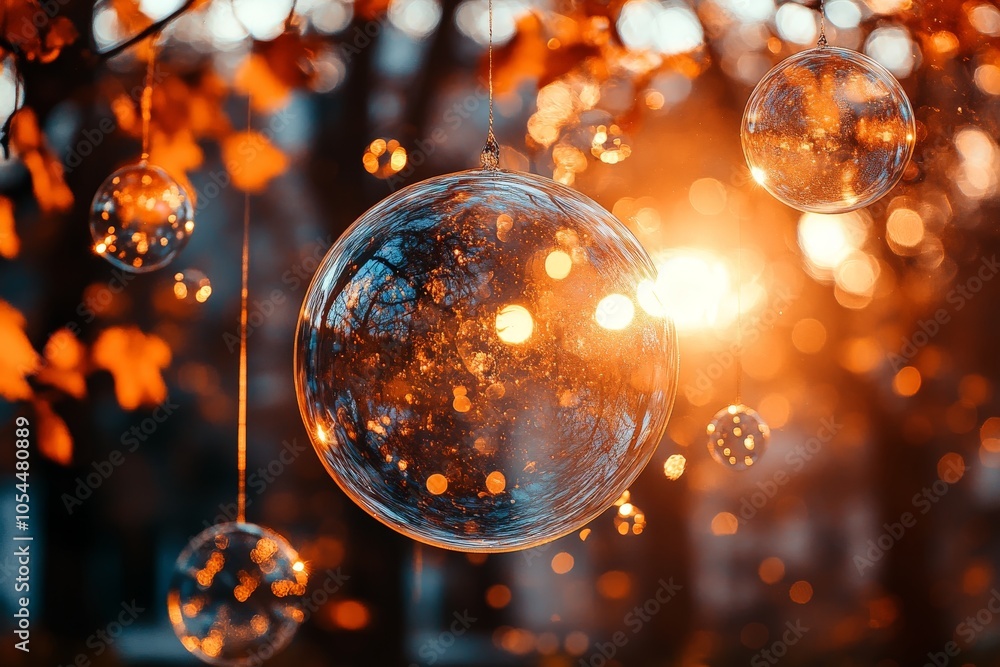 Aufkleber abstract bubbles with golden light highlights creating a festive enchanting atmosphere with a touch 
