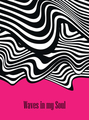 Abstract black and white stripe and wave design for copybook on vector