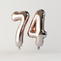 Fototapeta premium Silver balloon shaped like number 74