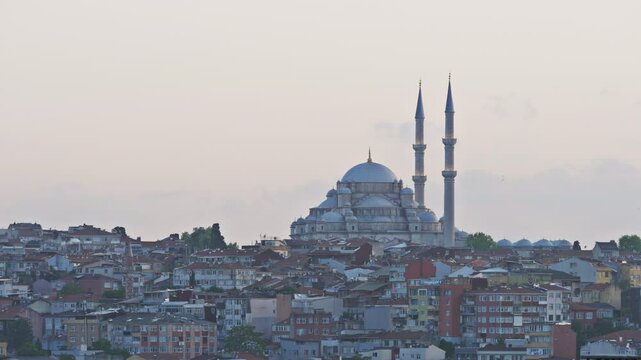 Sunset skyline of Istanbul city, Turkey