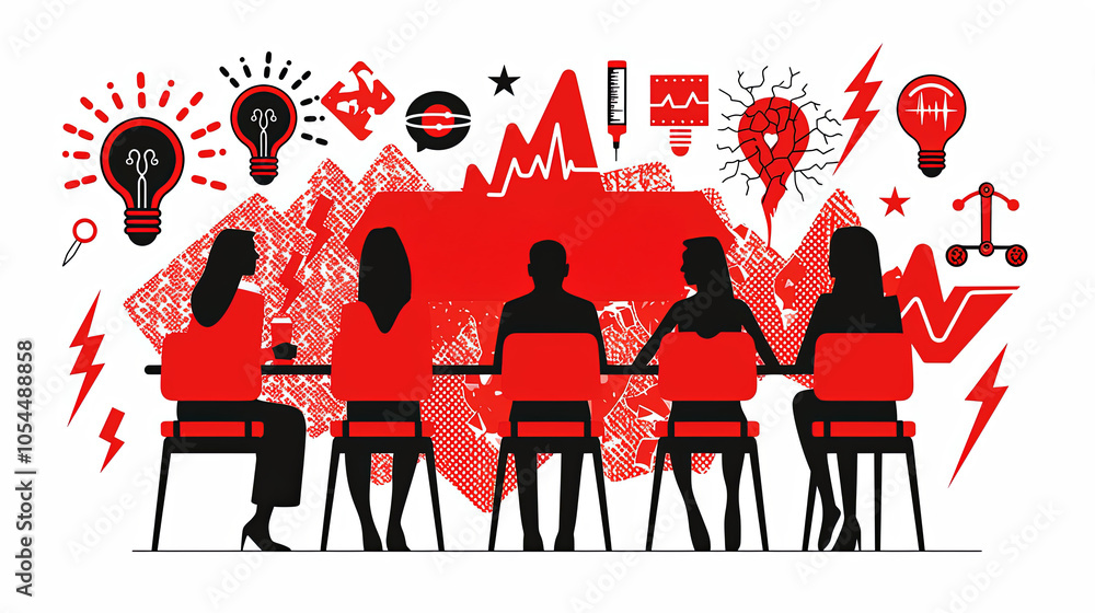 Aufkleber vector illustration of collaborative brainstorming and teamwork session
