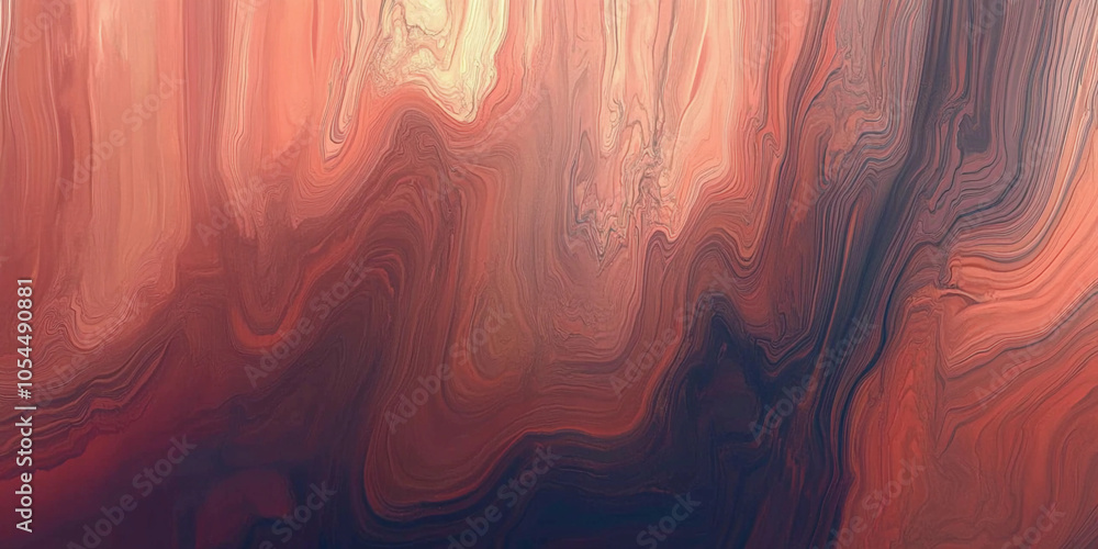 Poster soft, fluid patterns in shades of red and brown create a mesmerizing abstract background, evoking a 
