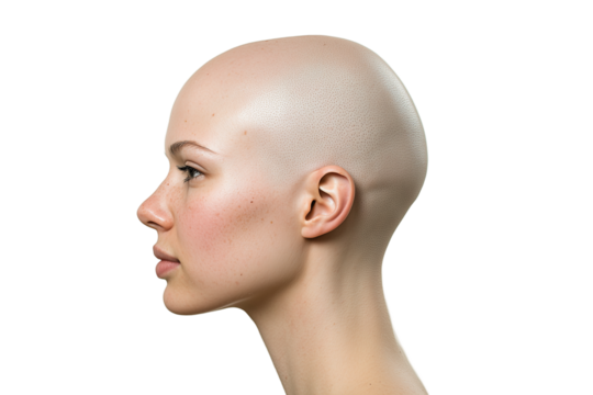 Close-up Portrait of a Woman with a Shaved Head