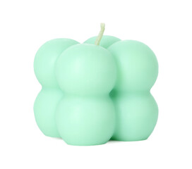 Beautiful turquoise bubble candle isolated on white