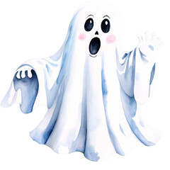 Creepy Halloween watercolor clipart ghosts, Halloween background for creating layouts and templates
