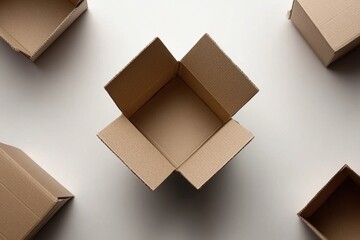 A group of cardboard boxes on a white surface - Interiors