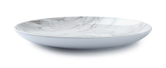 One empty ceramic plate isolated on white