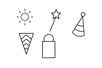 Happy new year icon set isolated on white background.