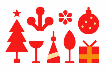 Happy new year icon set isolated on white background.