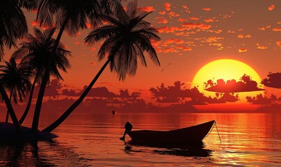 the fishing boat sailing along the river looks simple against the background ai generated