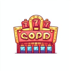 Colorful casino sign design featuring neon lights on a white isolated background.