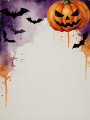 Creepy Halloween watercolor clipart, Halloween background for creating layouts and templates
