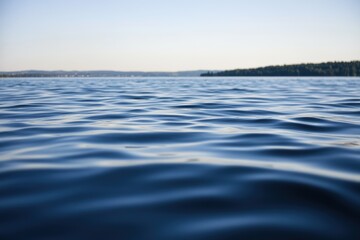 Water surface with blue sky and trees in the background - Outdoor