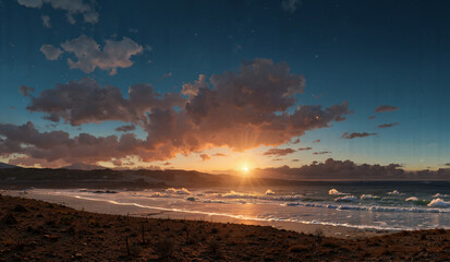 Obraz premium time lapse of clouds over sunset