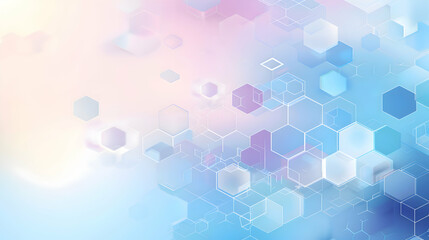 A minimalistic hexagonal pattern with alternating light blue and white shapes, creating a soft gradient effect that flows smoothly across the background