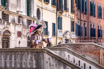 Venice, Italy - February 4, 2024: Portrait made during the carnival of Venice in Italy