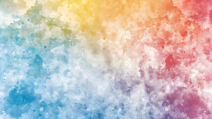 Fototapeta premium A pastel-toned rainbow background, blending smoothly with watercolor-like textures that give a hand-painted feel, with soft highlights bringing out a gentle glow