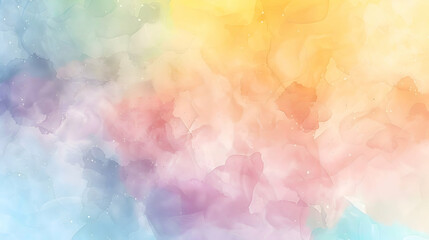 A pastel-toned rainbow background, blending smoothly with watercolor-like textures that give a hand-painted feel, with soft highlights bringing out a gentle glow