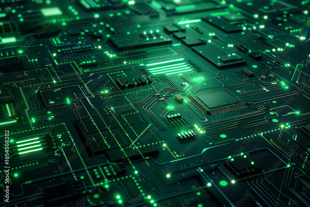Poster circuit board. electronic computer hardware technology. motherboard digital chip. neural network ai 