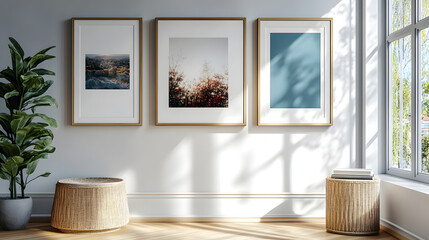 Frame mockup in home interior, 3d render