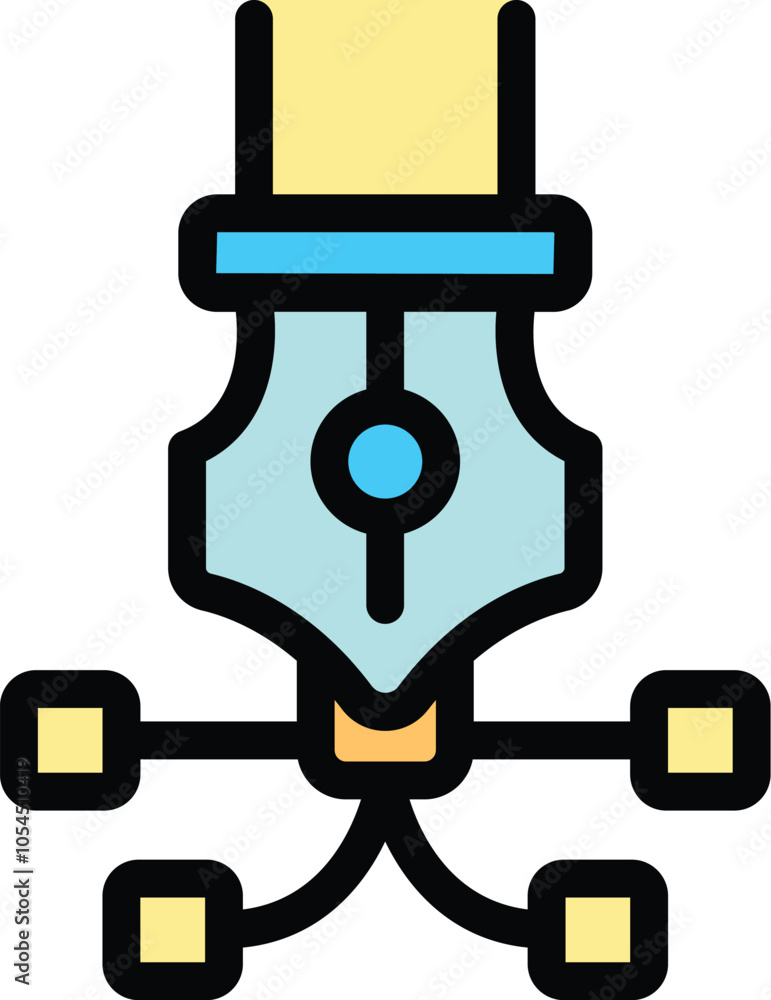 Aufkleber conceptual icon of content creation representing a fountain pen creating a network with its ink flow