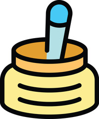 Cosmetic cream is standing in an open jar with a spatula