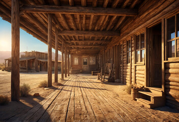 Wooden terrace. Porch. Generative AI