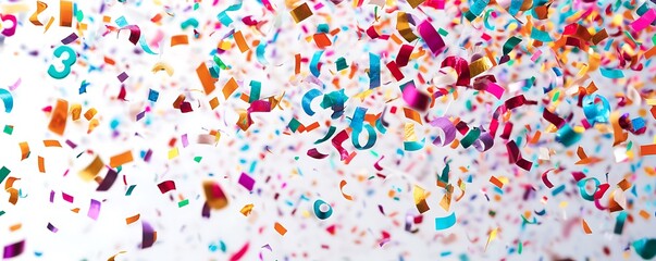 Celebration of New Year 2025 with colorful confetti and numbers