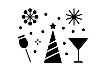 Happy new year icon set isolated on white background.This is an editable eps vector file.