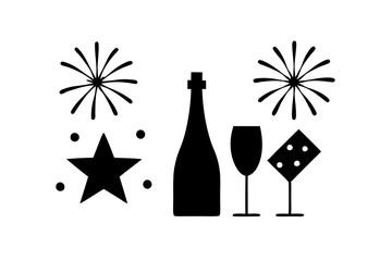 Happy new year icon set isolated on white background.This is an editable eps vector file.