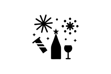 Happy new year icon set isolated on white background.This is an editable eps vector file.